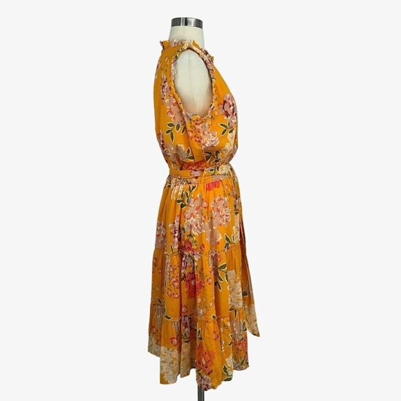NWT Roller Rabbit Size Large Semara Naoki Dress Orange Floral Summer Belted - Picture 4 of 12